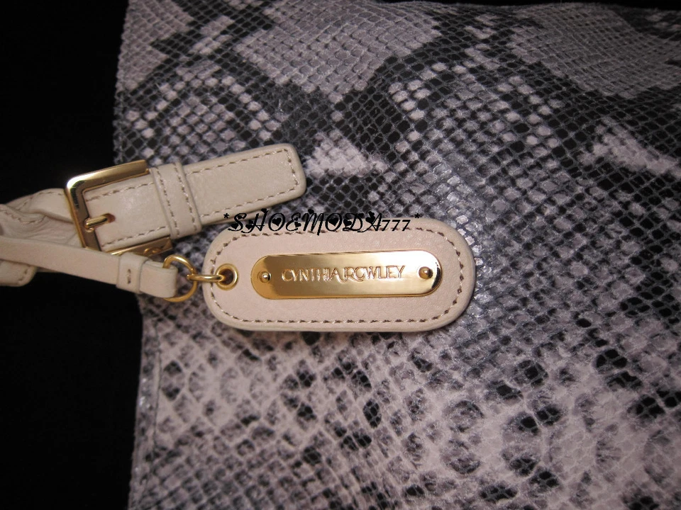 Cynthia Rowley Leder Geldbörse Einkaufstasche Handtasche Geprägt Python Grau Neu - Bild 4 von 4