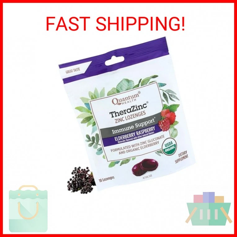 Pastillas de zinc orgánicas Quantum Health TheraZinc saúco sambuco frambuesa y H Foto 2 de 2