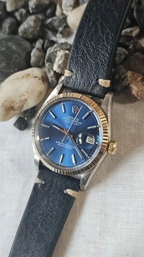 Vintage Rolex Datejust 16013 Blue Dial 2-Tone Men's Automatic Watch 1987