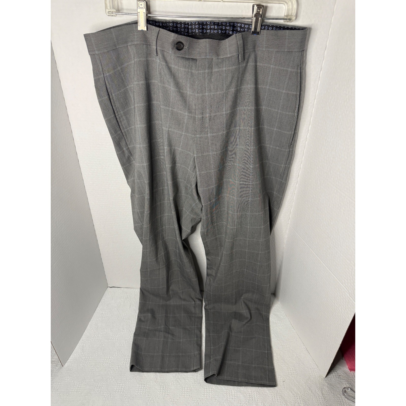 Lauren Ralph Lauren Men's Plaid Dress Pants Size 34W x 30L Gray Flat Front
