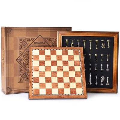 AMEROUS Wooden Chess Board Set with Pieces Storage for Adults Kids, 12.5 Inch...
