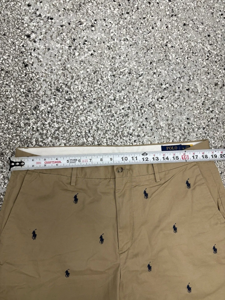 Polo Ralph Lauren All Over Pony logo Chino Shorts Mens 36 Khaki Classic Fit 9” - Image 3 of 4