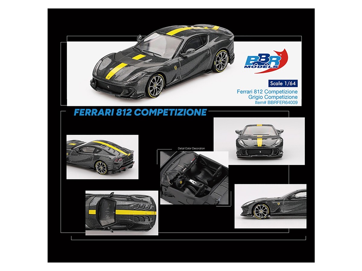 1/64 Ferrari 812 Competizione 2021 Grigio Grey Model Car by BBR