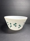 Vtg MCM Federal Milk Glass Turquoise Atomic Stars Diamonds Mixing Bowl 9" USA