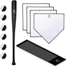 Grand Slam Baseball Bat Set, Includes 1 Plastic Bat, 6 Perforated Balls and 4 Th