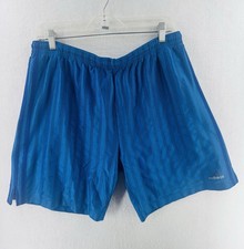Vintage Y2k Adidas Soccer Shorts Blue Adult Large Shiny Blue Striped Retro Rare
