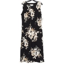 NWT Studio 1 Womens Dress Midi Boho Feminine Retro Sleeveless Floral Black 18
