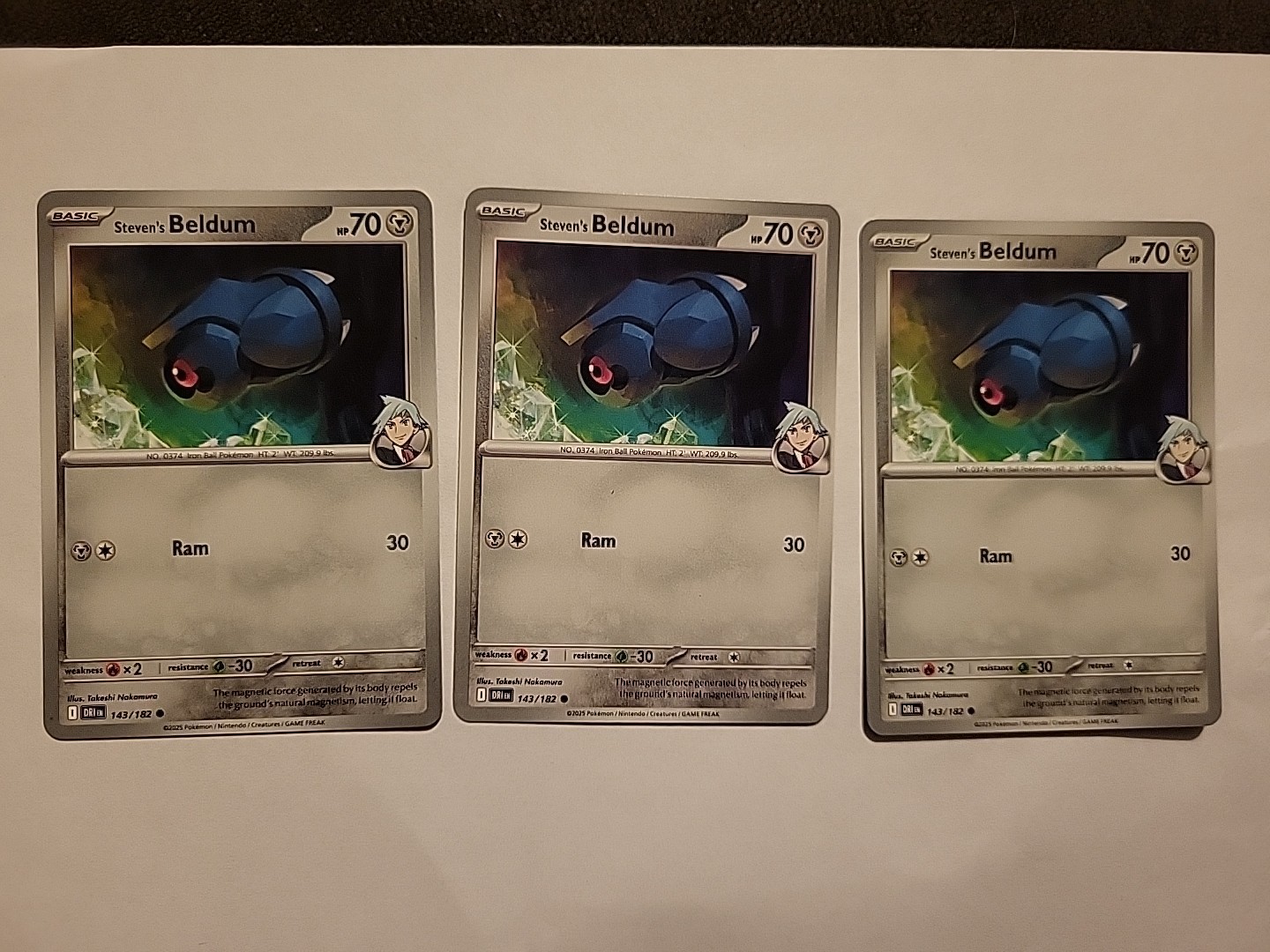 Pokémon TCG Steven's Beldum 143/182 Set Of 3 Cards 2025