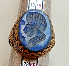 RARE ANCIENT BRONZE ROMAN INTAGLIO ANTIQUE RING ARTIFACT KING ENGRAVED