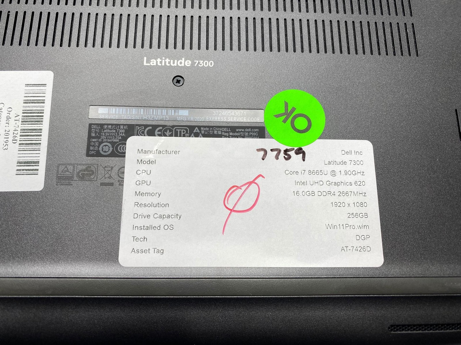 Dell Latitude 7300, 14-Inch Laptop, with Intel Core i7-8665U, Windows 11 Pro