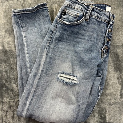 KanCan Jeans Womens 11/29 Estilo Mid Rise Button Fly Distressed Skinny Ankle 11
