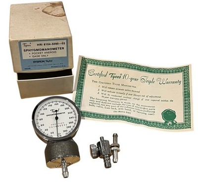 Vintage Tycos Aneroid Blood Pressure Gauge NOS Pocket Sphygmomanometer USA