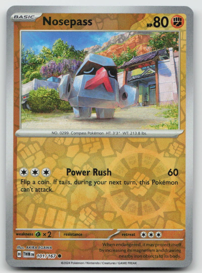 Nosepass 101/167 Common Twilight Masquerade Pokemon Reverse Holo Near Mint