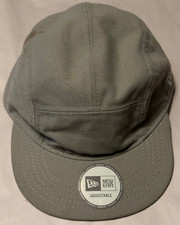 New Era 5 Panel Cap Light Grey Suede Bill Camper Strap Back Adjustable Hat