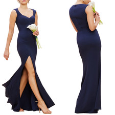 NEW DRESS THE POPULATION Midnight MONROE Sweetheart CREPE Slit EVENING GOWN L