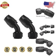 AN16 45 Degree Swivel Hose End Fittings 2PC Black Aluminum High Flow