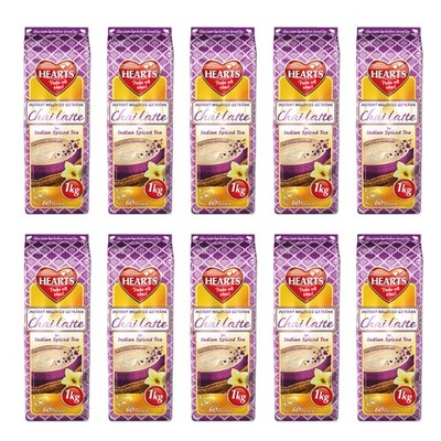 HEARTS Chai Latte Indian Spiced Tea 10 x 1kg mit echten Gewürzen Vorteilspack