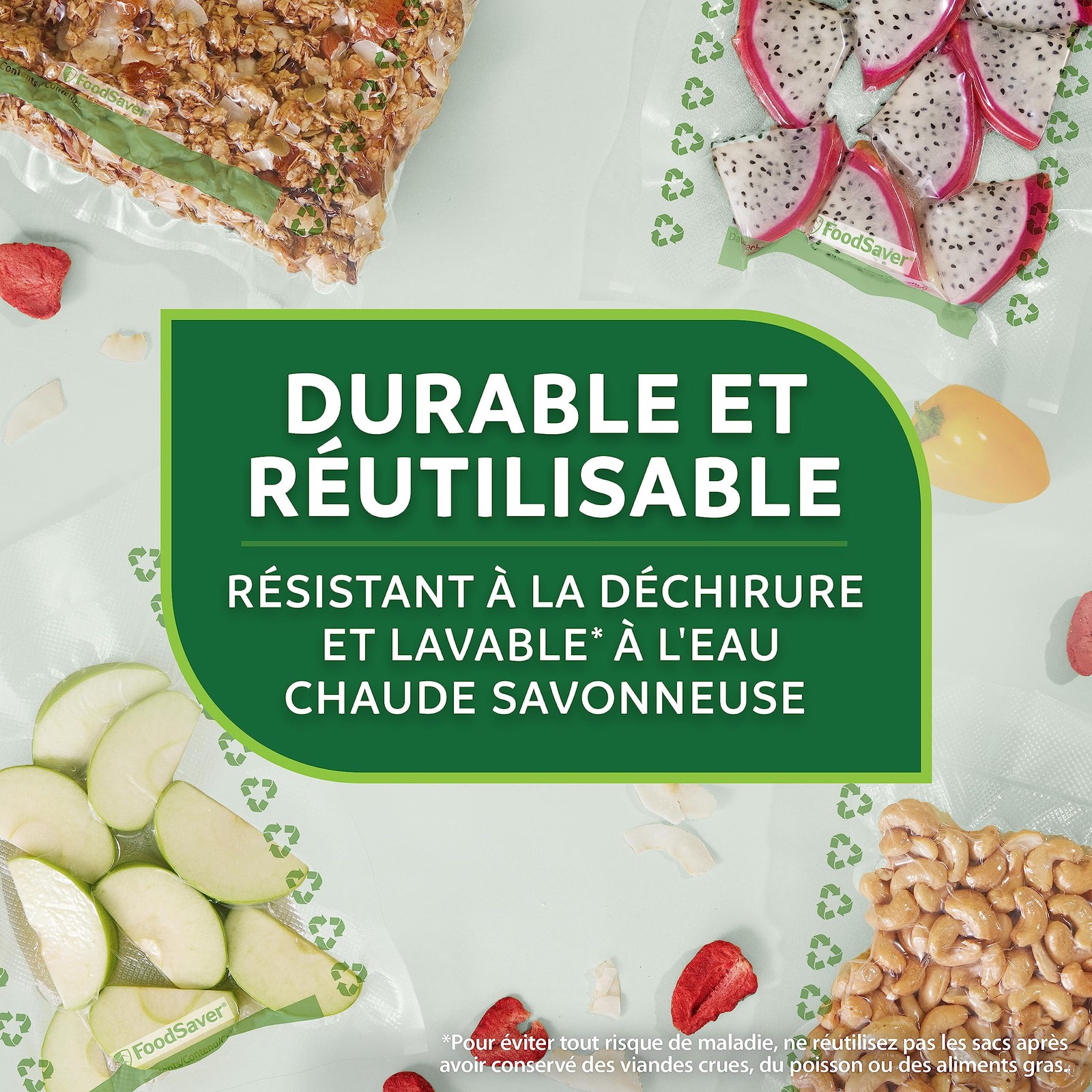Sacs alimentaires réutilisables sous vide transparents et sans BPA pour congélateur - 4