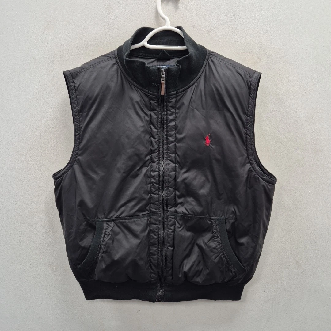 Ralph Lauren Polo Vintage Y2k Gilet Mens Down Puffer Black Bodywarmer Vest XL .
