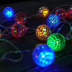 10 LED 2" Disco Balls String Lights 5.5ft, Battery Operated Portable Decorati...