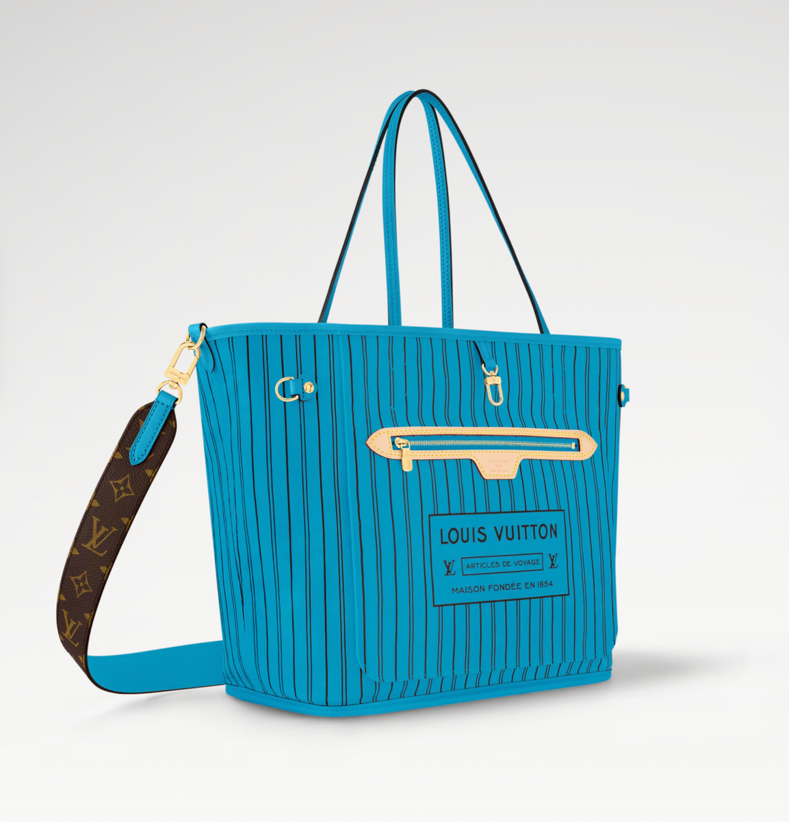 Louis Vuitton Neverfull Bandoulière Inside Out MM Gaston Blue LV