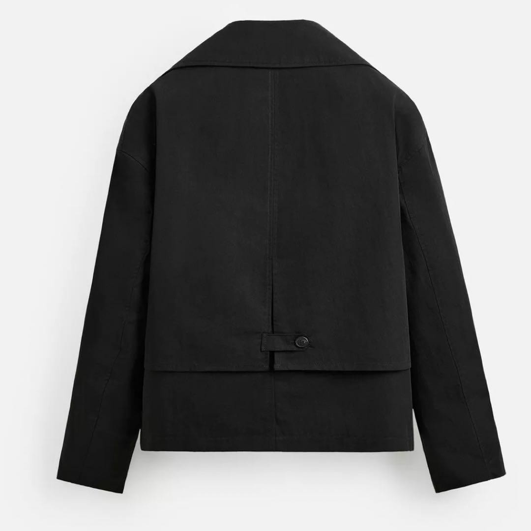ZARA Technical Short Trench Coat Black Double Breasted NWT Sold Out. Was $129 image 8