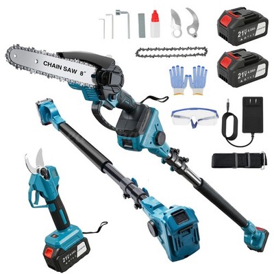 4-in-1 Cordless Pole Saw Electric Pruning Shears 16Ft Reach 8 Inch Mini Chainsaw