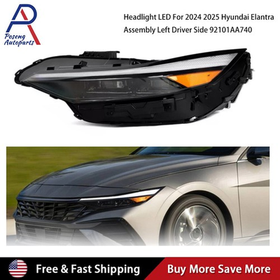 #ad #ad Headlight LED For 2024 2025 Hyundai Elantra Assembly Left Driver Side 92101AA740 $299.99