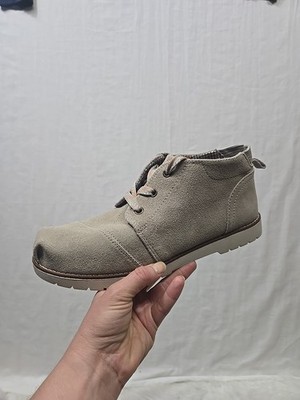 SKECHERS WOMEN'S BOBS CHILL LUGS Taupe Brown 9.5 ANKLE BOOTS Leather Lace Up