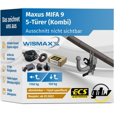 ANHÄNGERKUPPLUNG für Maxus MIFA 9 ab 22 abnehmbar GDW +13pol E-Satz ECS