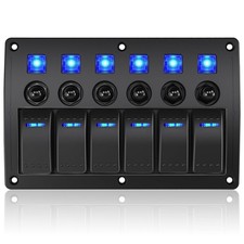 GGTA Marine Switch Panel Waterproof,Boat with 6 Gang, 6 Gang