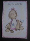 Unsigned 1970s vintage greeting card Betsey Clark MISS YOU Girl w/ Boots — photo 1