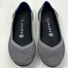 Rothy  s Women's Flats Size 8 Round Toe Birdseye Gray Blue Knit Slip On Travel