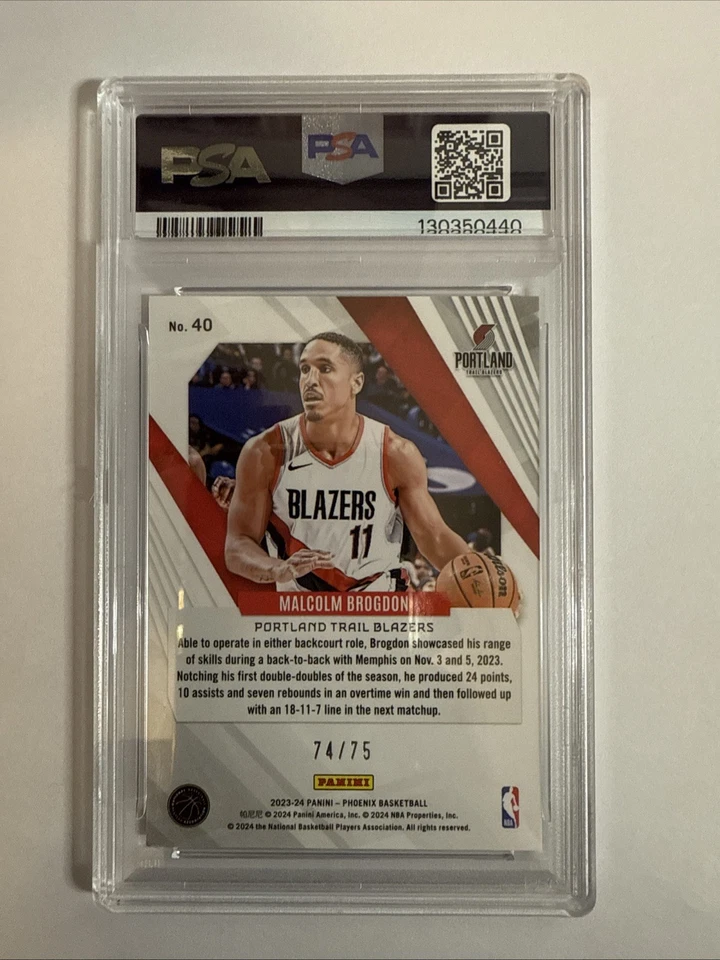 2023-24 Phoenix MALCOLM BROGDON Lava parallel 74/75 #40 Portland PSA 10 / POP 1 - Image 2 of 4