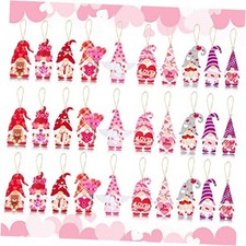 Valentine's Day Wooden Ornaments Hanging Decorations - 31Pcs Wood Elf Gnome