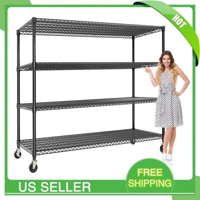 Storage Shelves 4 Tier Heavy Duty Wire Shelving Unit with Wheels Metal Shelves