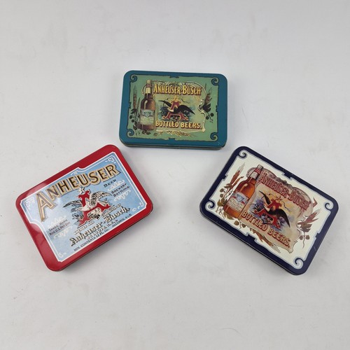 Vintage Anheuser-Busch Budweiser Bottled Beers Playing Cards & Tins Set of 3