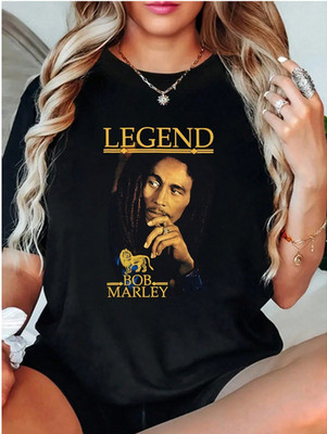 Damen Bob Marley Löwe Grafik T-Shirt 100% Baumwolle Reggae Streetwear Tee Top
