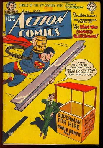 Action Comics #159 Pre-Code Golden Age Superman Vintage DC Comic 1951 GD+