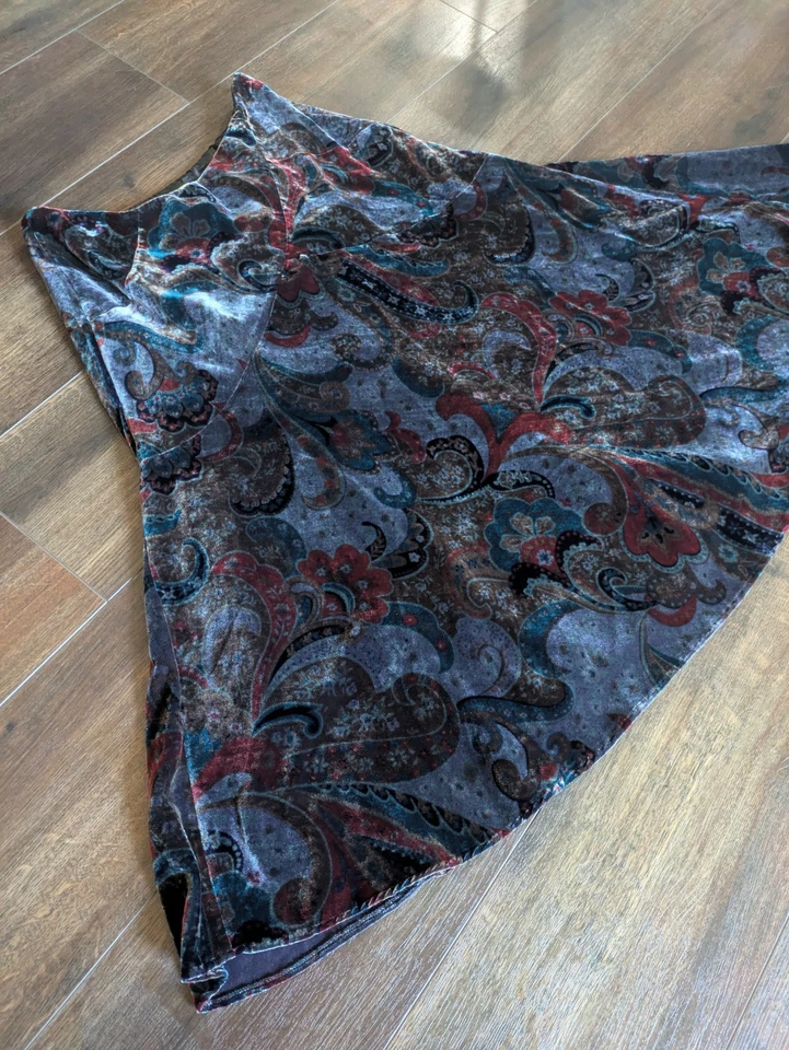 Falda midi de terciopelo Coldwater Creek gitana para mujer 8P cachemira hada grunge boho artística Foto 3 de 4