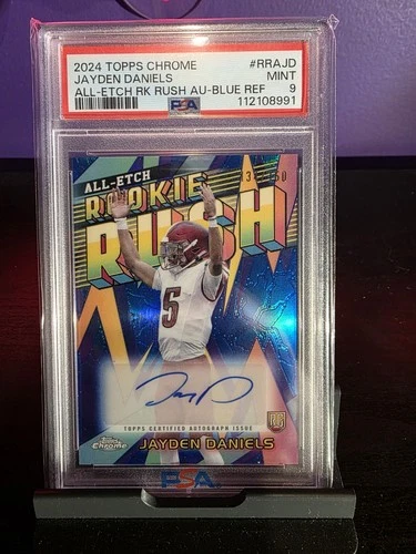 2024 Topps Chrome - All-Etch Rookie Rush Auto Jayden Daniels #RRA-JD Blue PSA 9