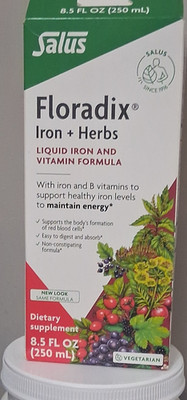 Salus Floradix Iron + Herbs Liquid, Vegetarian, Fruit Juice Flavor, 8.5 fl oz