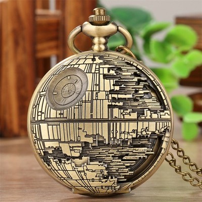 Vintage Pocket Watch Star Warfare Men Quartz Movement Watches Necklace Chain