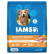 Iams Proactive Health Chicken Flavor Dry Dog Food Healthy Weight, 15 Lb Bag NEW
