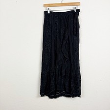 Anthropologie Maeve Black Eyelet Faux Wrap Skirt Size 4