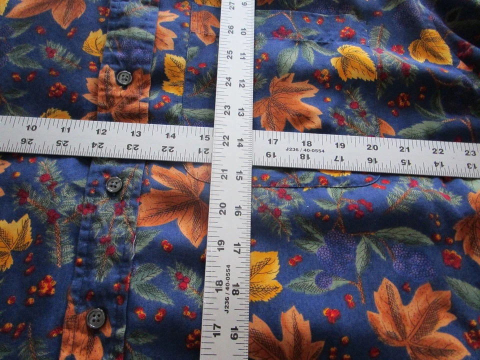 IZOD мужской L синий лист печати длинным рукавом на пуговицах платье повседневная рубашка - Изображение 4 из 4