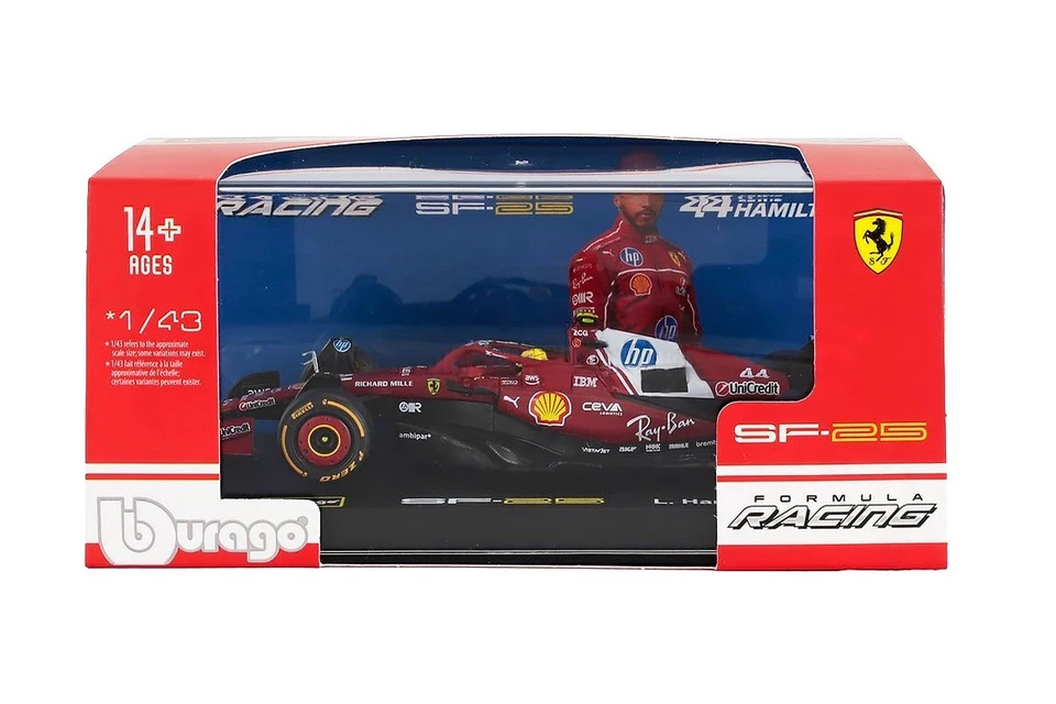 Modellino Ferrari SF-25 Lewis Hamilton F1 2025 1/43 Burago + pilota [PRE-ORDER] - Immagine 3 di 3