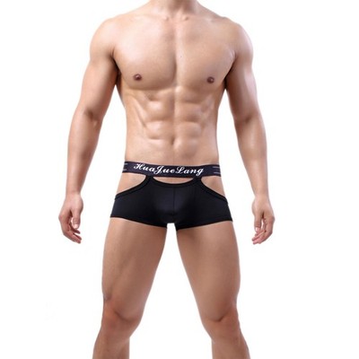 Evankin Men Sexy Boxer Briefs Hollow Out Underwear Ice Silk Medium, Black 
