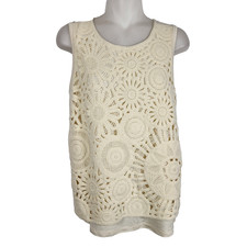 Maurices Women Crochet Lace Tank M Cream Boho Festival Cottagecore Cami Coquette