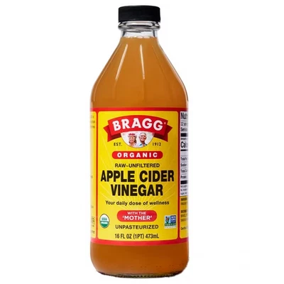 Bragg Organic Apple Cider Vinegar with The Mother, Raw and Unfiltered, 16 FL Oz